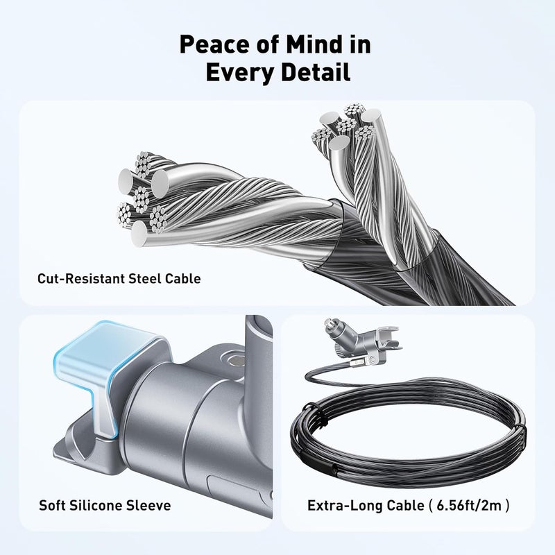 AboveTEK Laptop Locking Cable for MacBook Pro 14/16 (2021–2024), Anti-Theft Keyed Laptop Security Lock, 6.56ft Cut-Resistant Steel Computer Lock Cable, Rotatable & Portable Design - Image 5